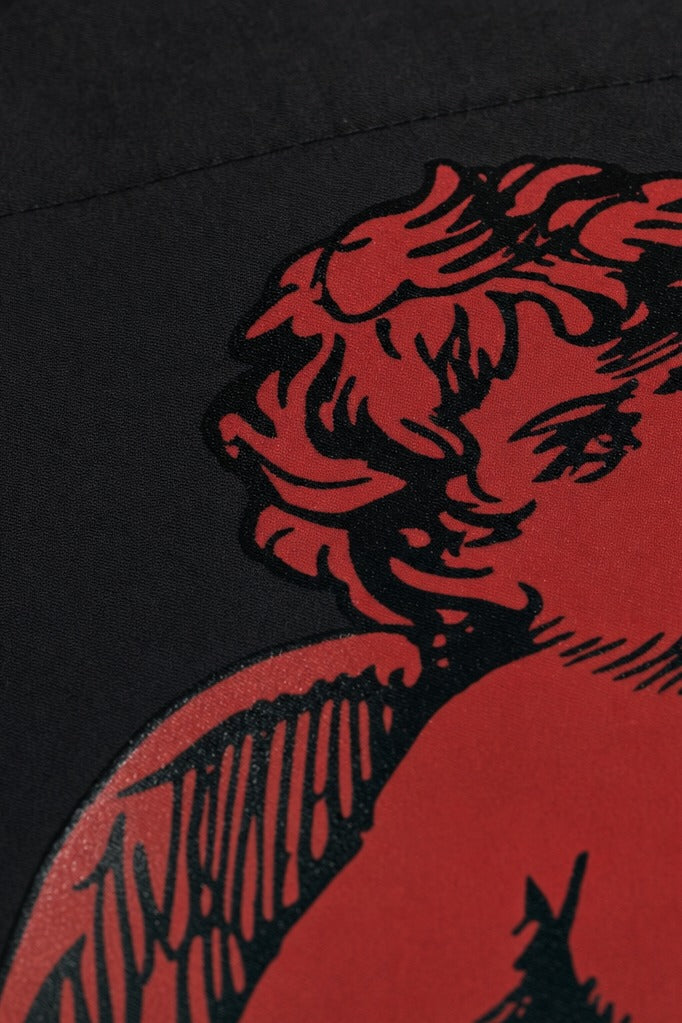 Close-up fabric detail - Off Supply Lost In Thoughts Black Bowling Shirt