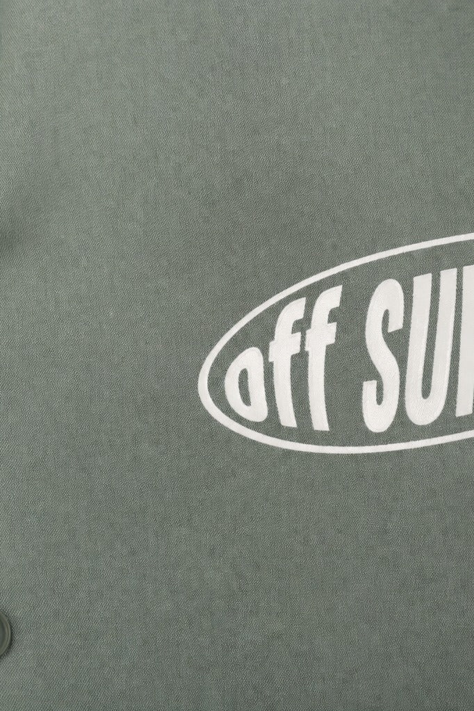 Close-up fabric detail - Off Supply Motion Dreams Sage Green Bowling Shirt
