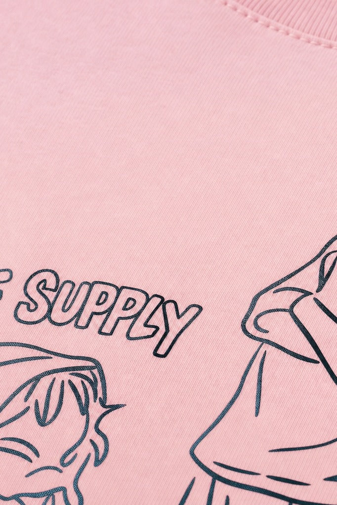Close-up fabric detail - Off Supply Void Walkers Tee - Pink