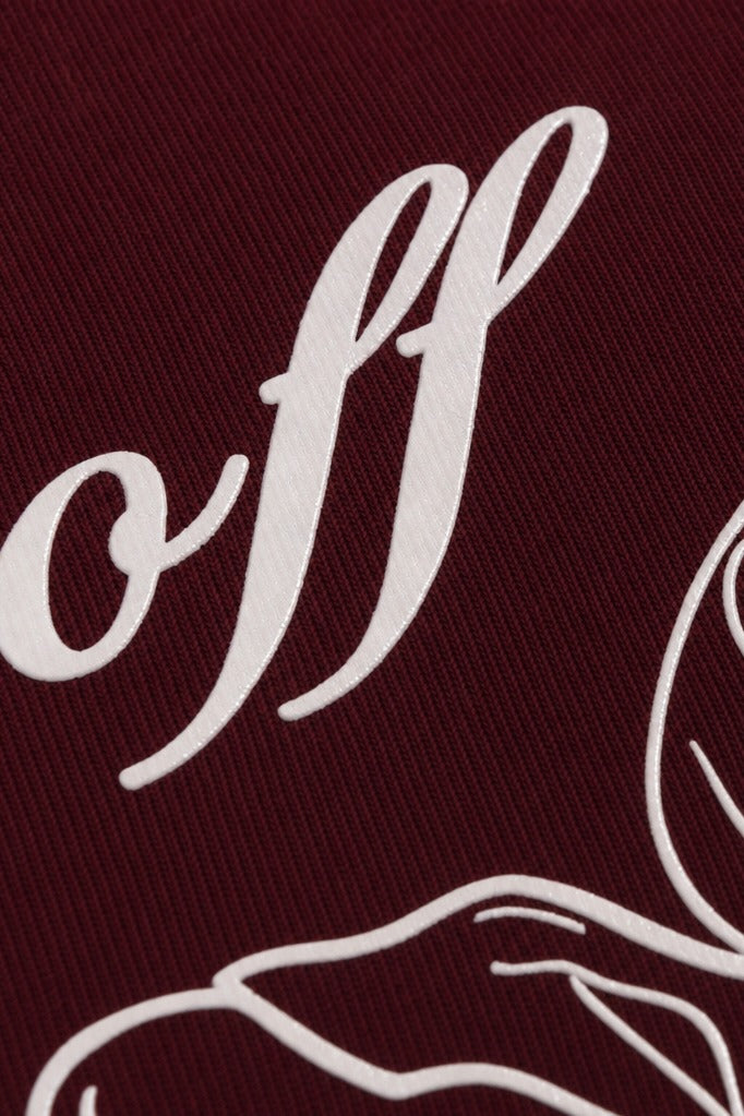 Close-up fabric detail - Off Supply Essence Cherry Red Crop Top