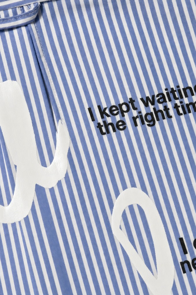 Close-up fabric detail - Off Supply Call Me By Your Name Blue Shirt