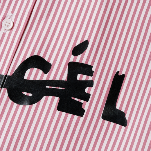 Off Supply Line Up Pink Striped Shirt