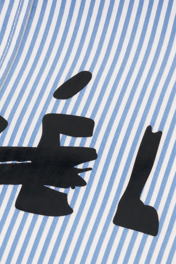 Close-up fabric detail - Off Supply Line Up Blue Striped Shirt