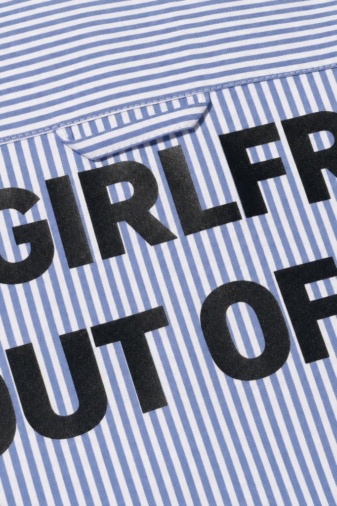 Close-up fabric detail - Off Supply My girlfriend is out of town Shirt (Blue)