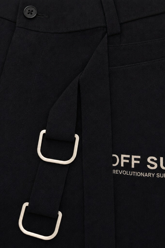 Close-up fabric detail - Off Supply Double Belted Wide Pants