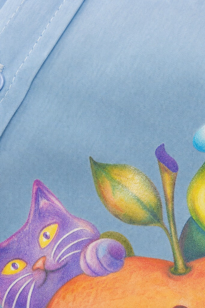 Close-up fabric detail - Off Supply Candy Meltdown Ice Blue Bowling Shirt