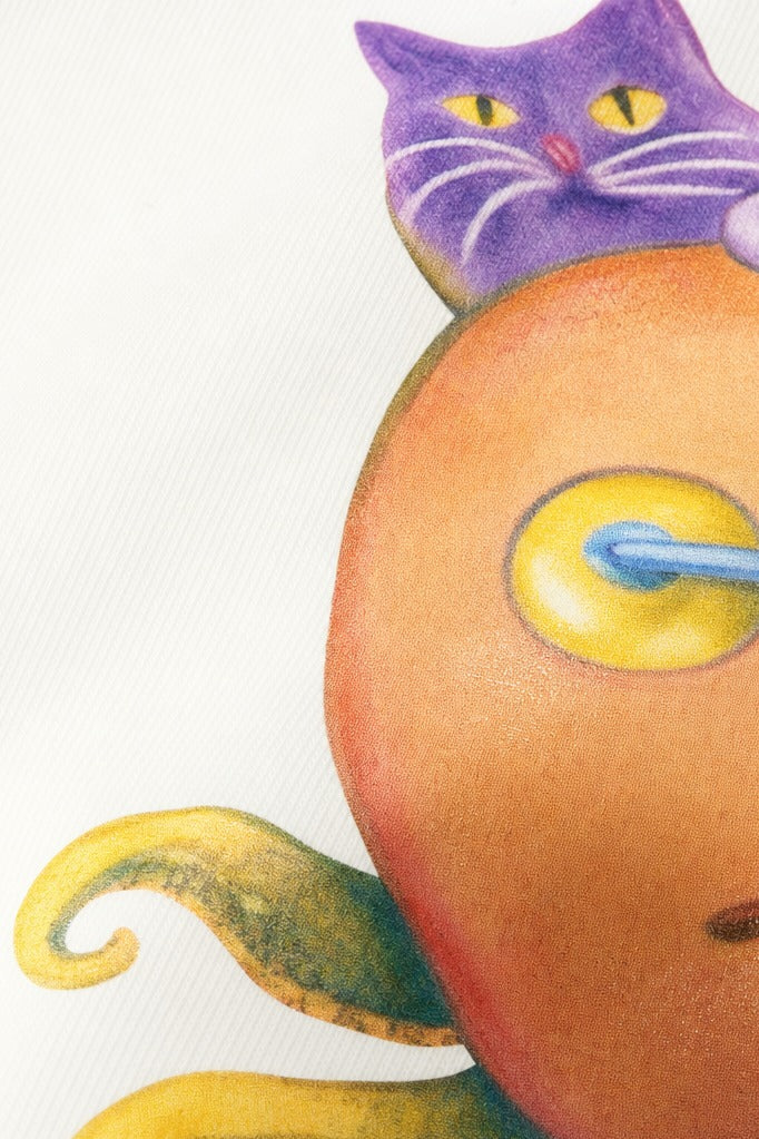 Close-up fabric detail - Off Supply Candy Meltdown White Bowling Shirt