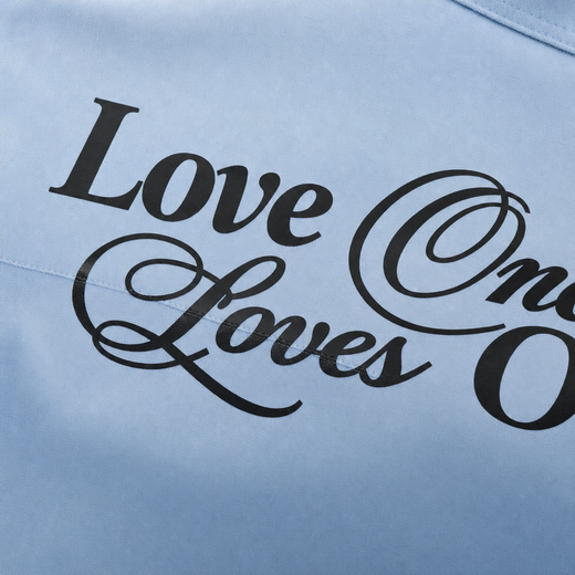 Off Supply Love One Ice Blue Bowling Shirt