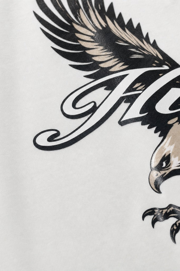 Close-up fabric detail - HUNTER OFF SUPPLY WHITE T-SHIRT