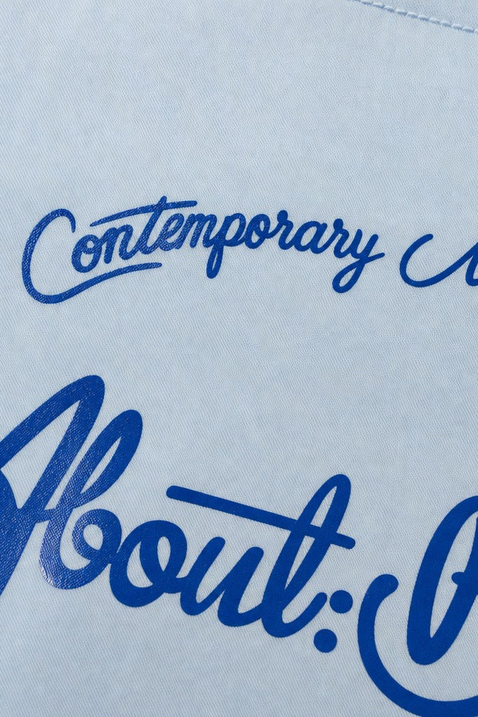 Close-up fabric detail - Blank Off Supply Ice Blue Bowling Shirt