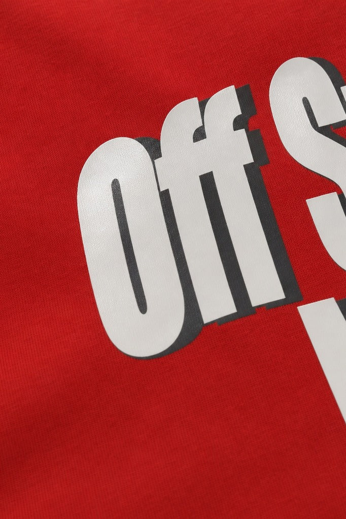 Close-up fabric detail - Off Supply - The Magnitude Tee Red