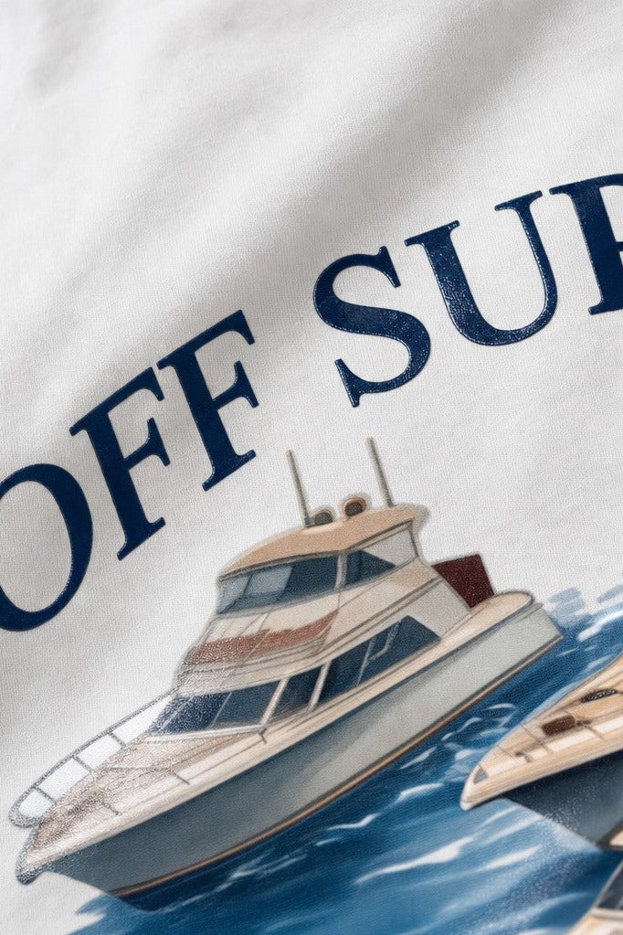 Close-up fabric detail - Off Supply Wanderes Yacht T-shirt White