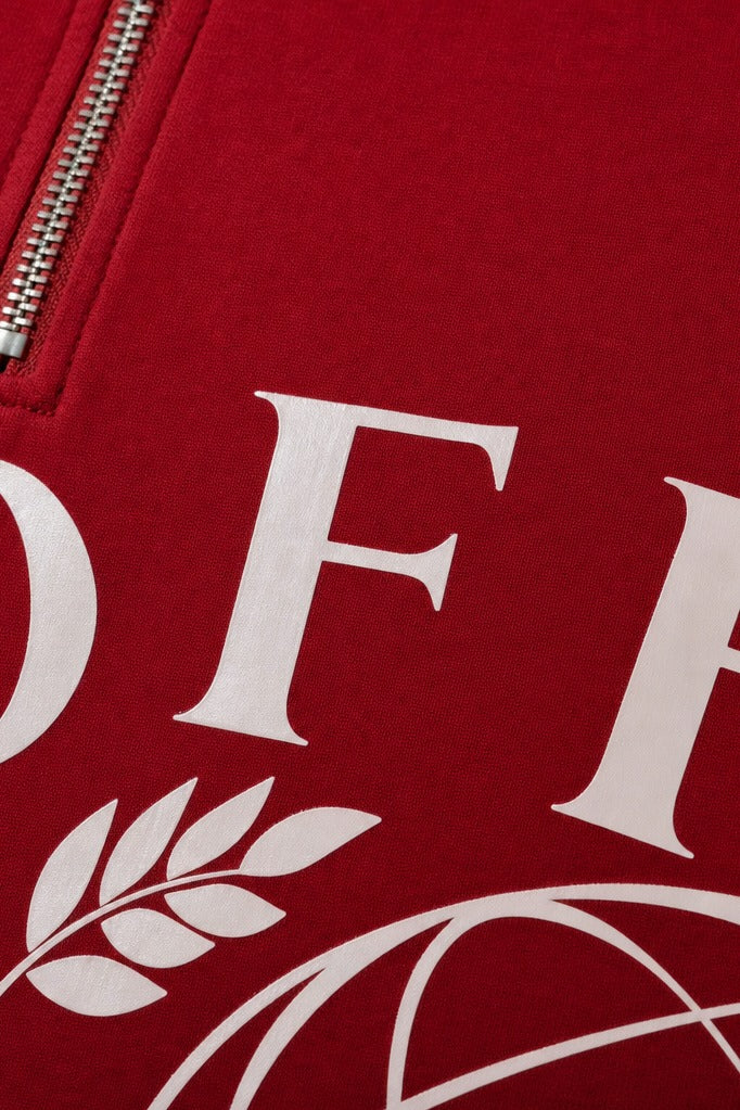 Close-up fabric detail - Off Supply Crafted For Legacy Red Quarter Zip T-shirt