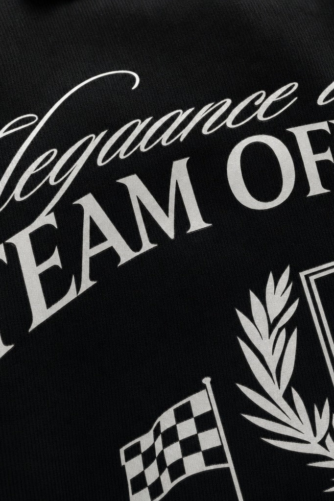 Close-up fabric detail - Off Supply Elegance In Motion Black Bowling Shirt