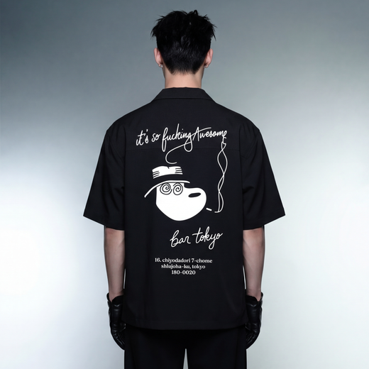 Off Supply Bar Tokyo Black Bowling Shirt