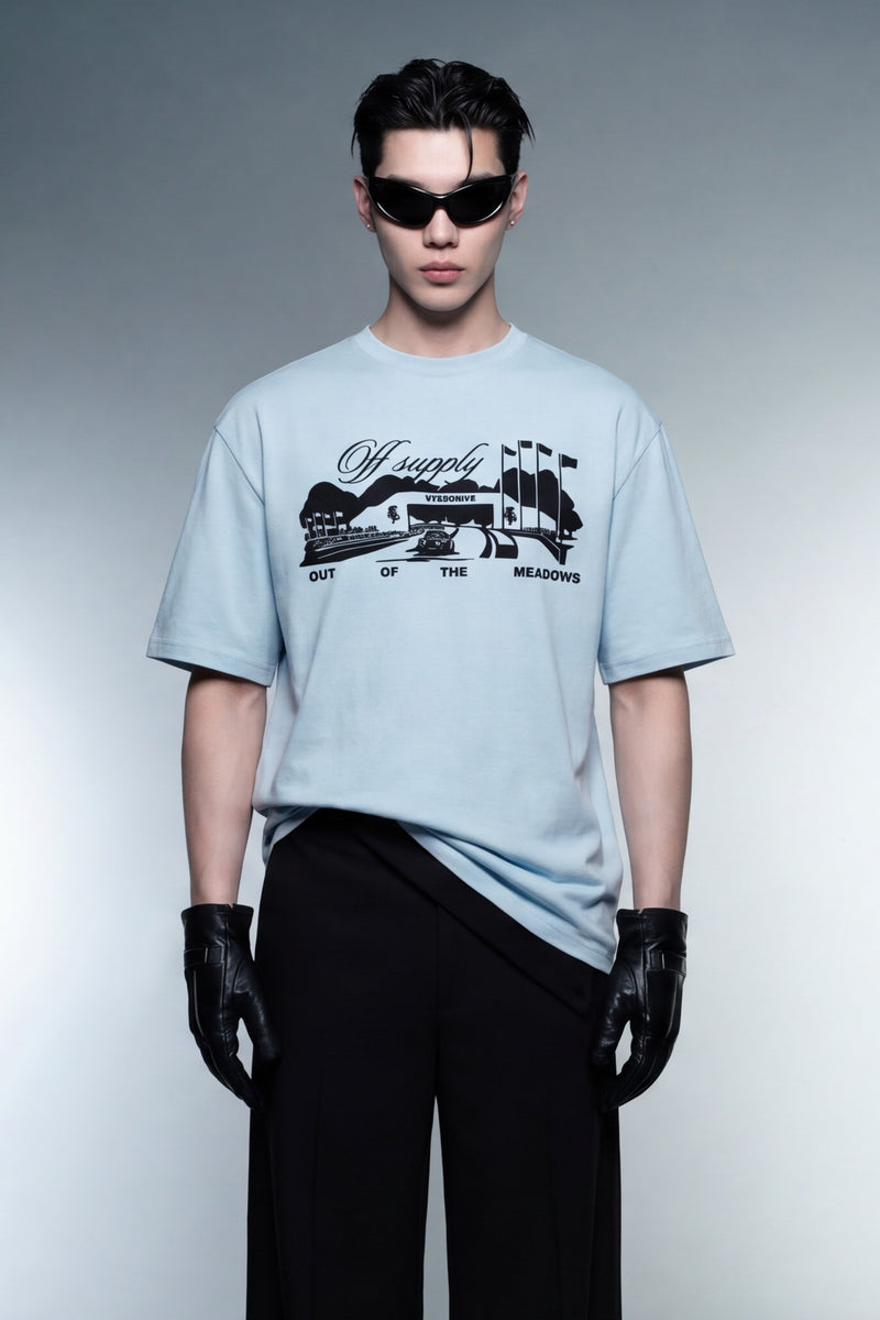 off-supply-archive-series-out-of-the-meadows-classic-t-shirt-ice-blue model front