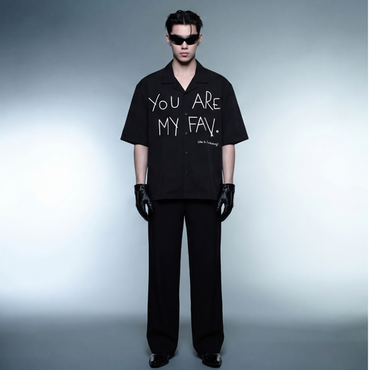Off Supply Cupid_s Fav Black Bowling Shirt