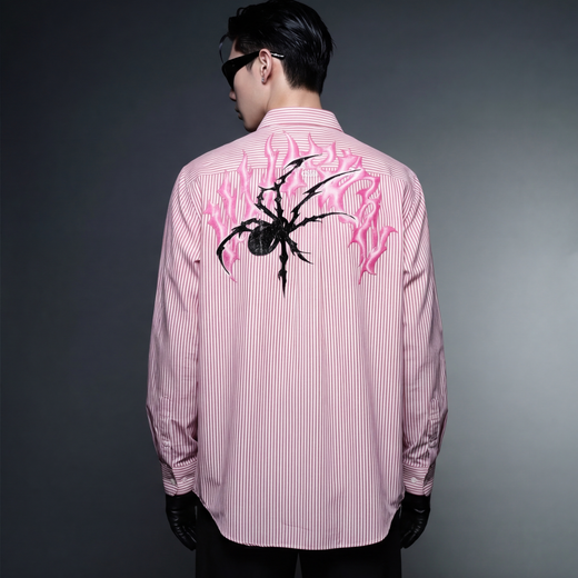 Off Supply Line Up Pink Striped Shirt