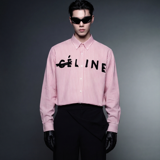 Off Supply Line Up Pink Striped Shirt