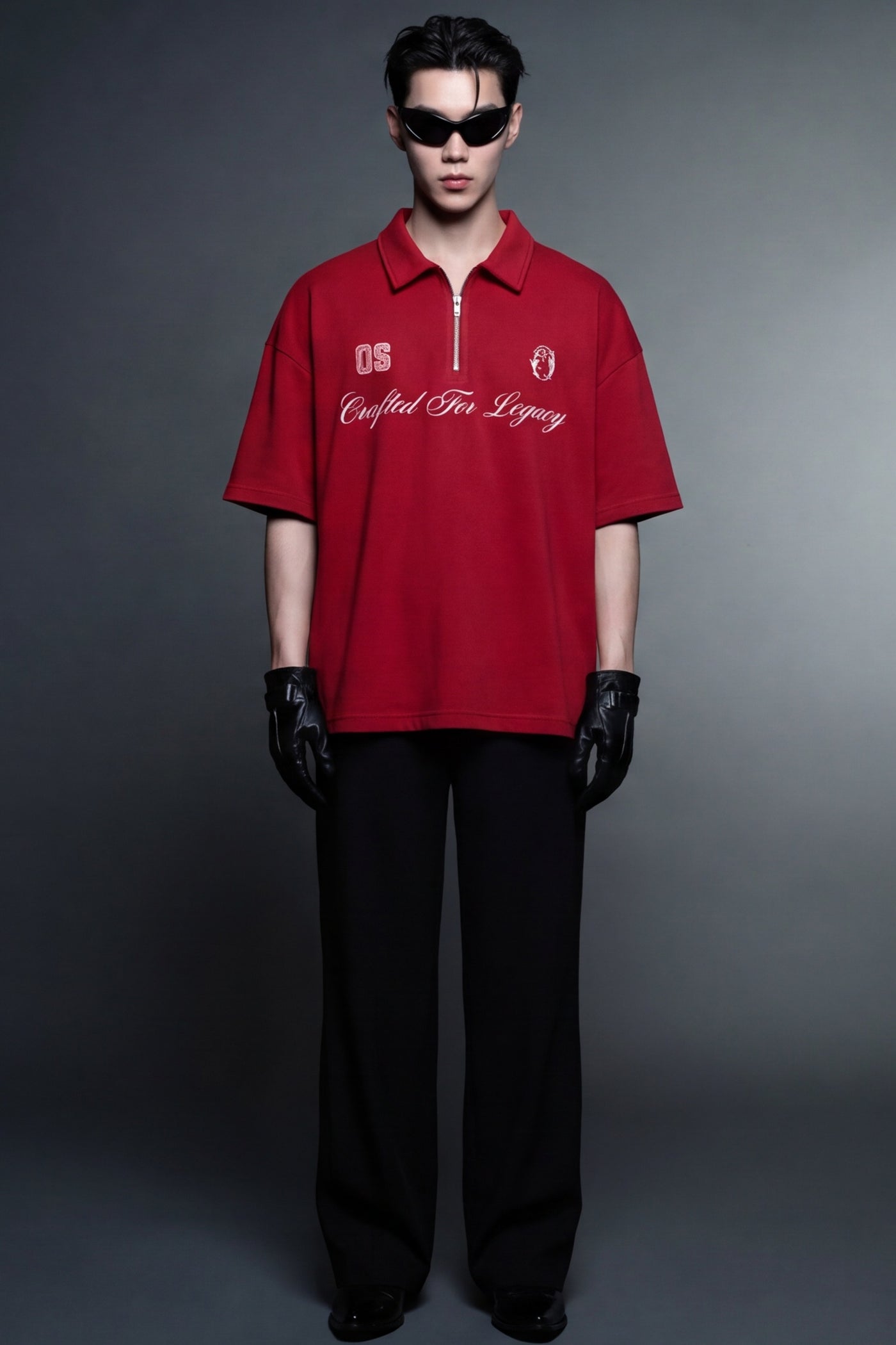 off-supply-crafted-for-legacy-red-quarter-zip-t-shirt model front