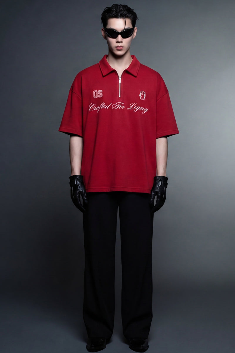 off-supply-crafted-for-legacy-red-quarter-zip-t-shirt model front