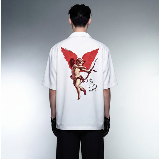 Off Supply Cupid_s Fav White Bowling Shirt