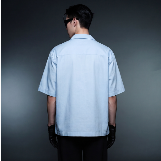 Off Supply In Transit Light Blue Bowling Shirt