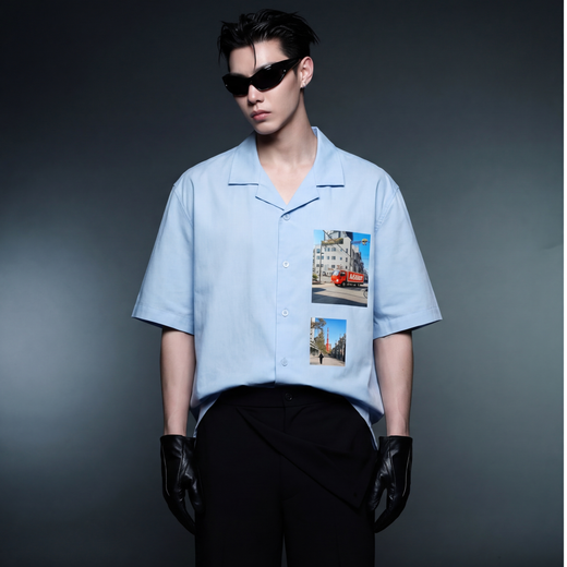 Off Supply In Transit Light Blue Bowling Shirt