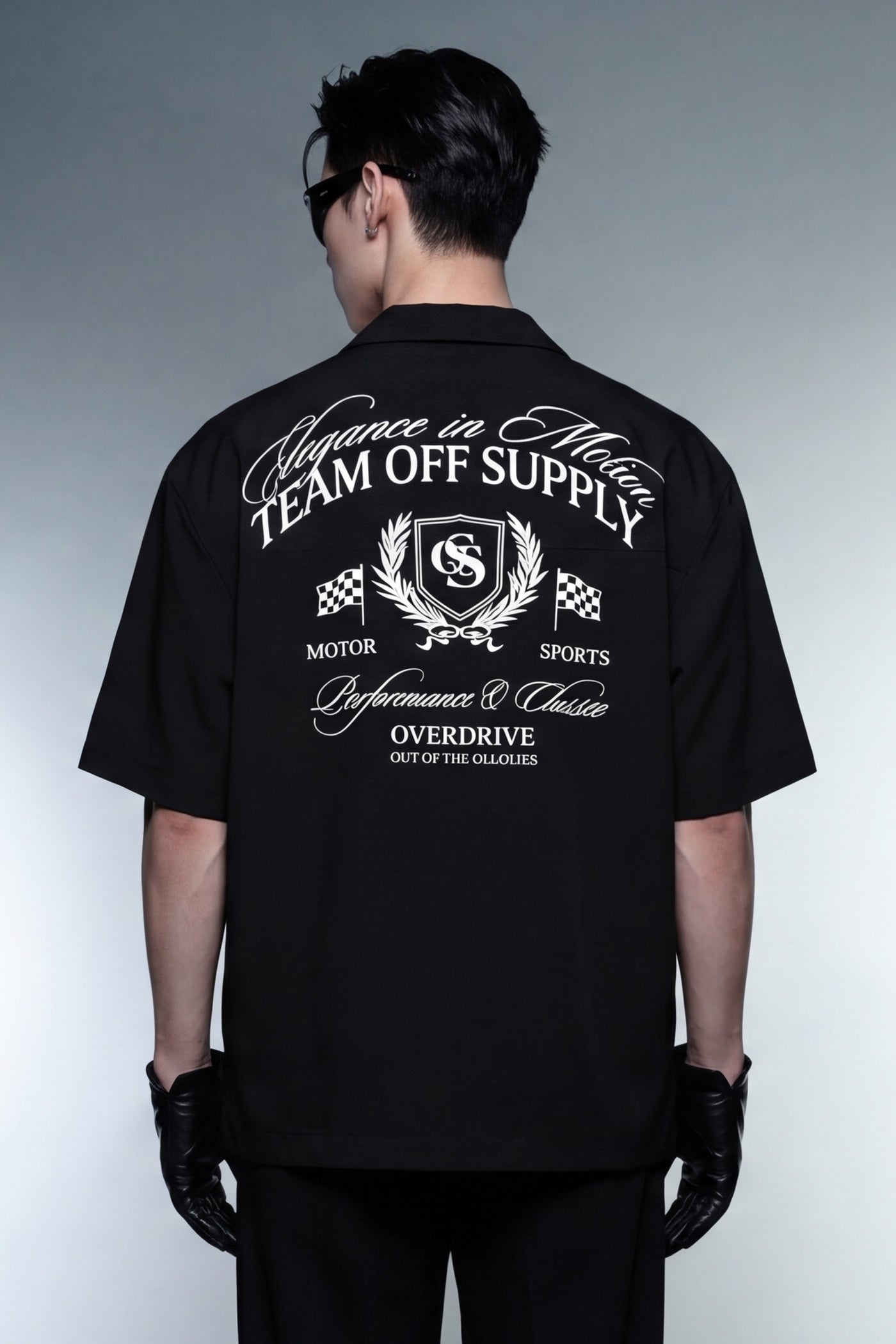 off-supply-elegance-in-motion-black-bowling-shirt model back