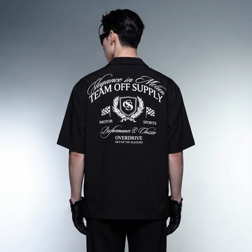 Off Supply Elegance In Motion Black Bowling Shirt