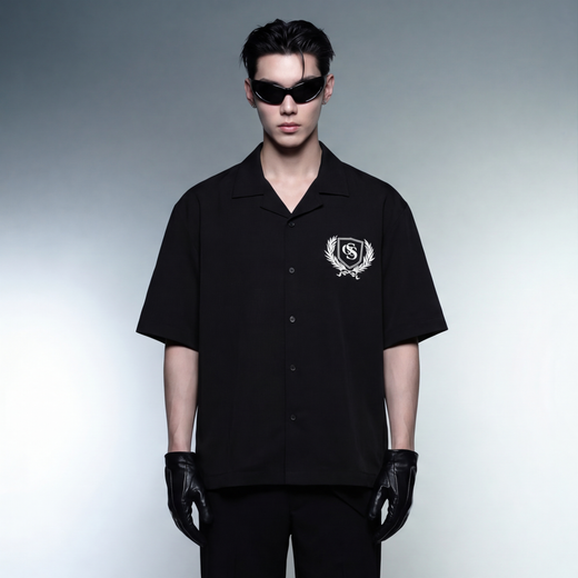 Off Supply Elegance In Motion Black Bowling Shirt