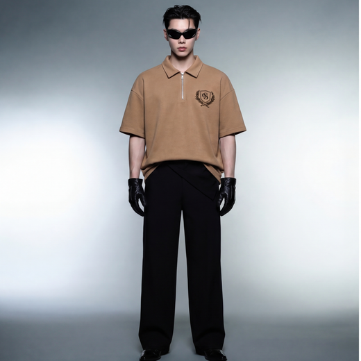 Off Supply Elegance In Motion Sand Quarter Zip T-shirt