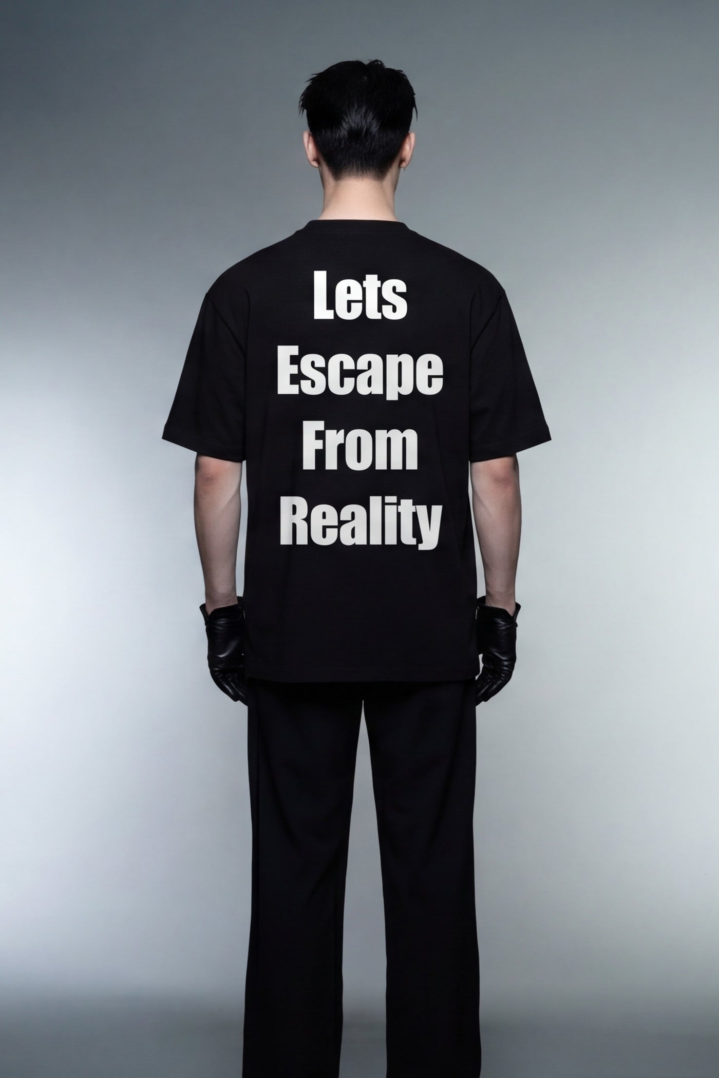 off-supply-escape-from-reality-black-t-shirt model back