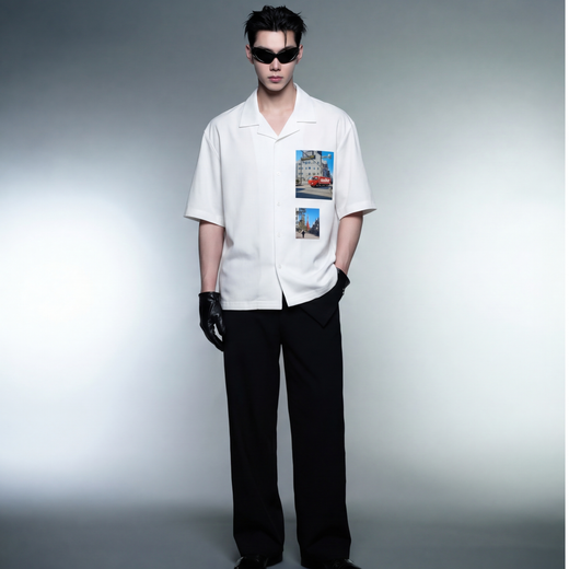 Off Supply In Transit White Bowling Shirt