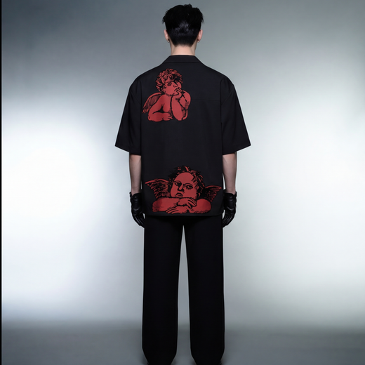 Off Supply Lost In Thoughts Black Bowling Shirt