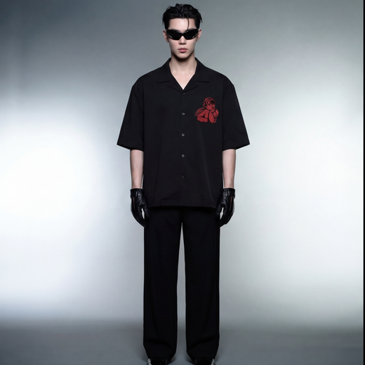 Off Supply Lost In Thoughts Black Bowling Shirt