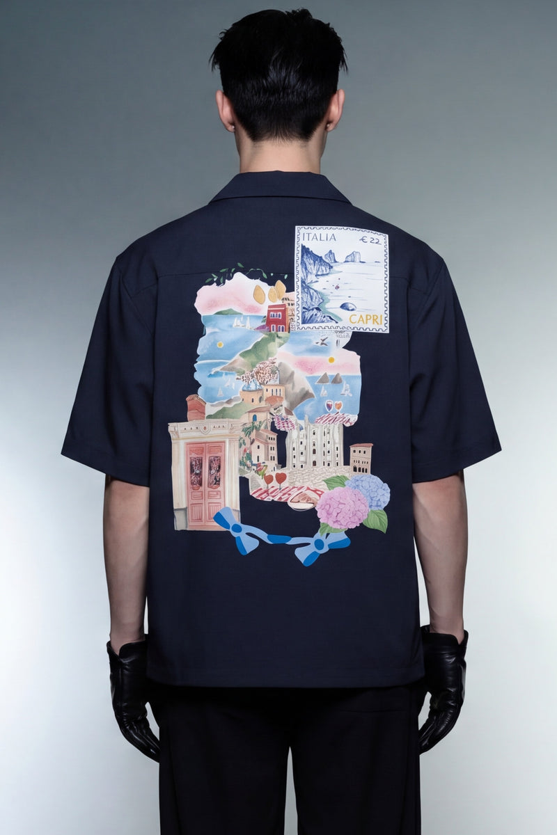 off-supply-limoncello-afternoons-bowling-shirt-navy-blue model back