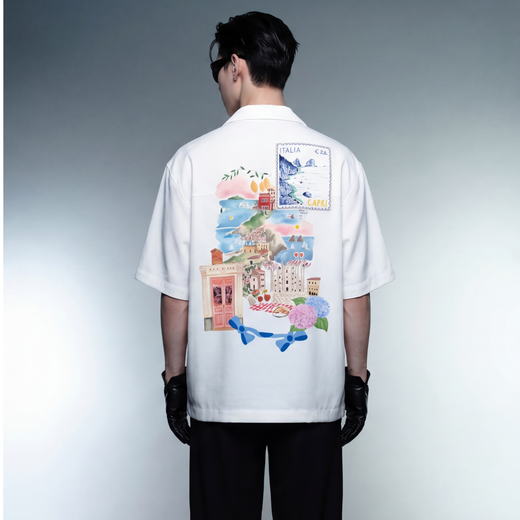 Off Supply Limoncello Afternoons Bowling Shirt White