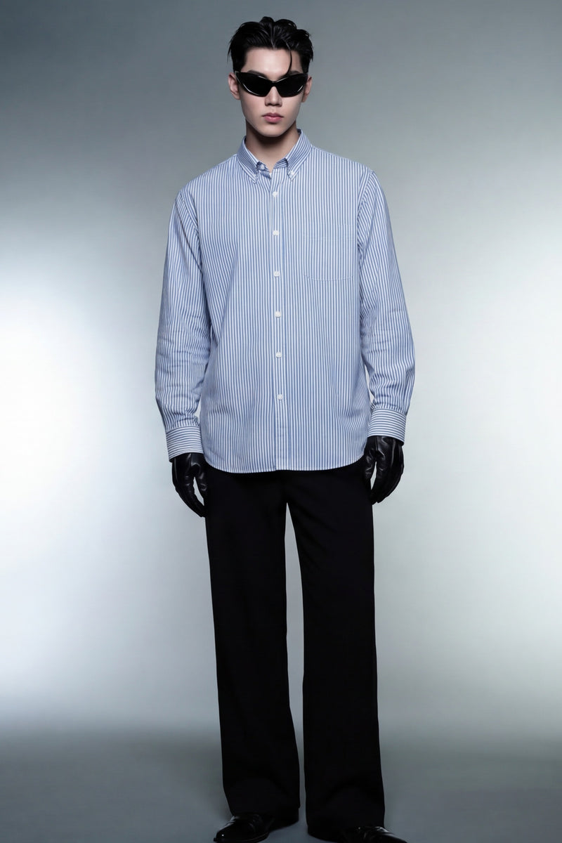 off-supply-line-up-blue-striped-shirt-3 model front