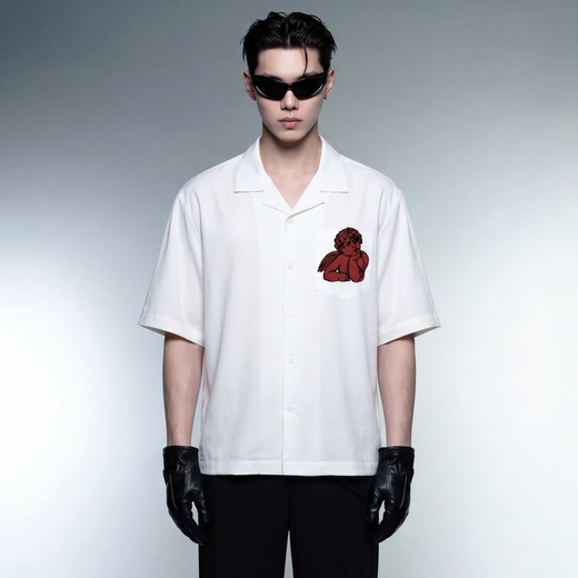 Off Supply Lost In Thoughts White Bowling Shirt