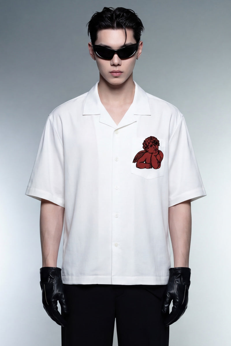 off-supply-lost-in-thoughts-black-bowling-shirt-2 model front