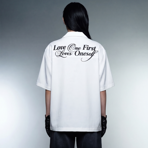 Off Supply Love One White Bowling Shirt