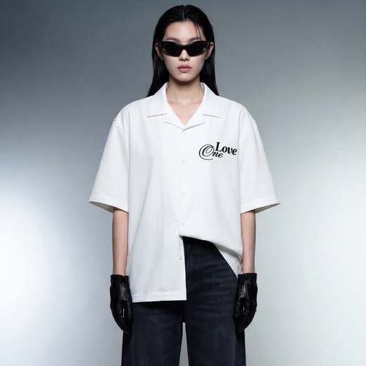 Off Supply Love One White Bowling Shirt