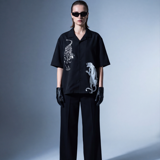 Off Supply Money Over Feelings Bowling Shirt - Black