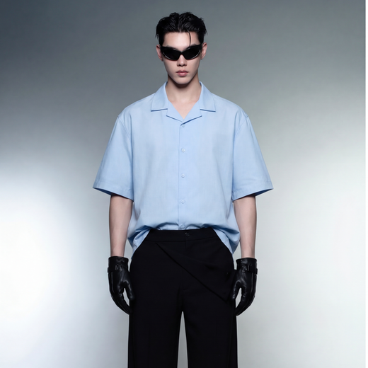 Off Supply Motion Bowling Shirt - Ice Blue