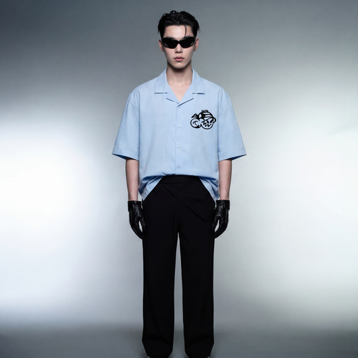 Off Supply Rogue Club Ice Blue Bowling Shirt