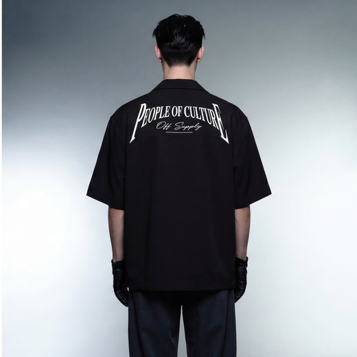 Off Supply People of Culture Black Bowling Shirt