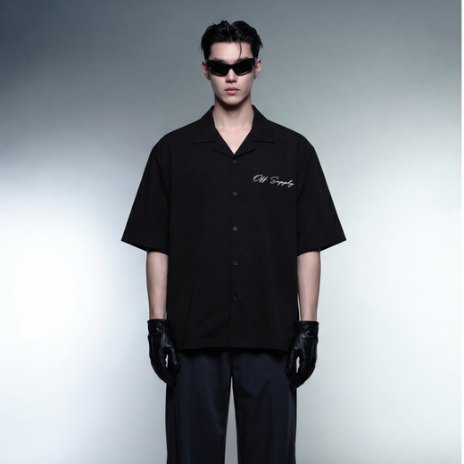 Off Supply People of Culture Black Bowling Shirt