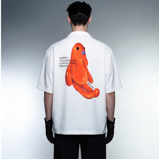 Off Supply Shy Bunny White Bowling Shirt
