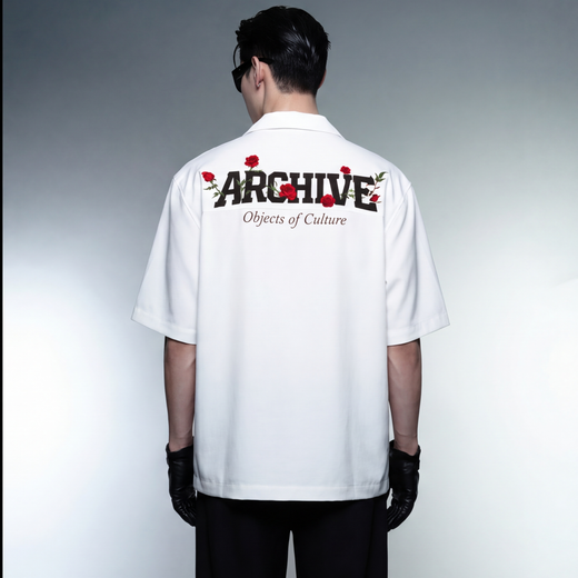 Off Supply Archive White Bowling Shirt
